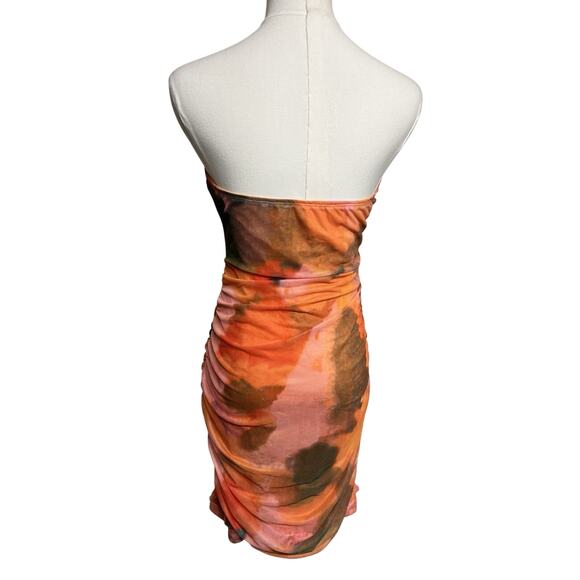 Strapless Chiffon Mini Dress Size Medium Cut Out Rhinestones Club Bodycon - Picture 5 of 10